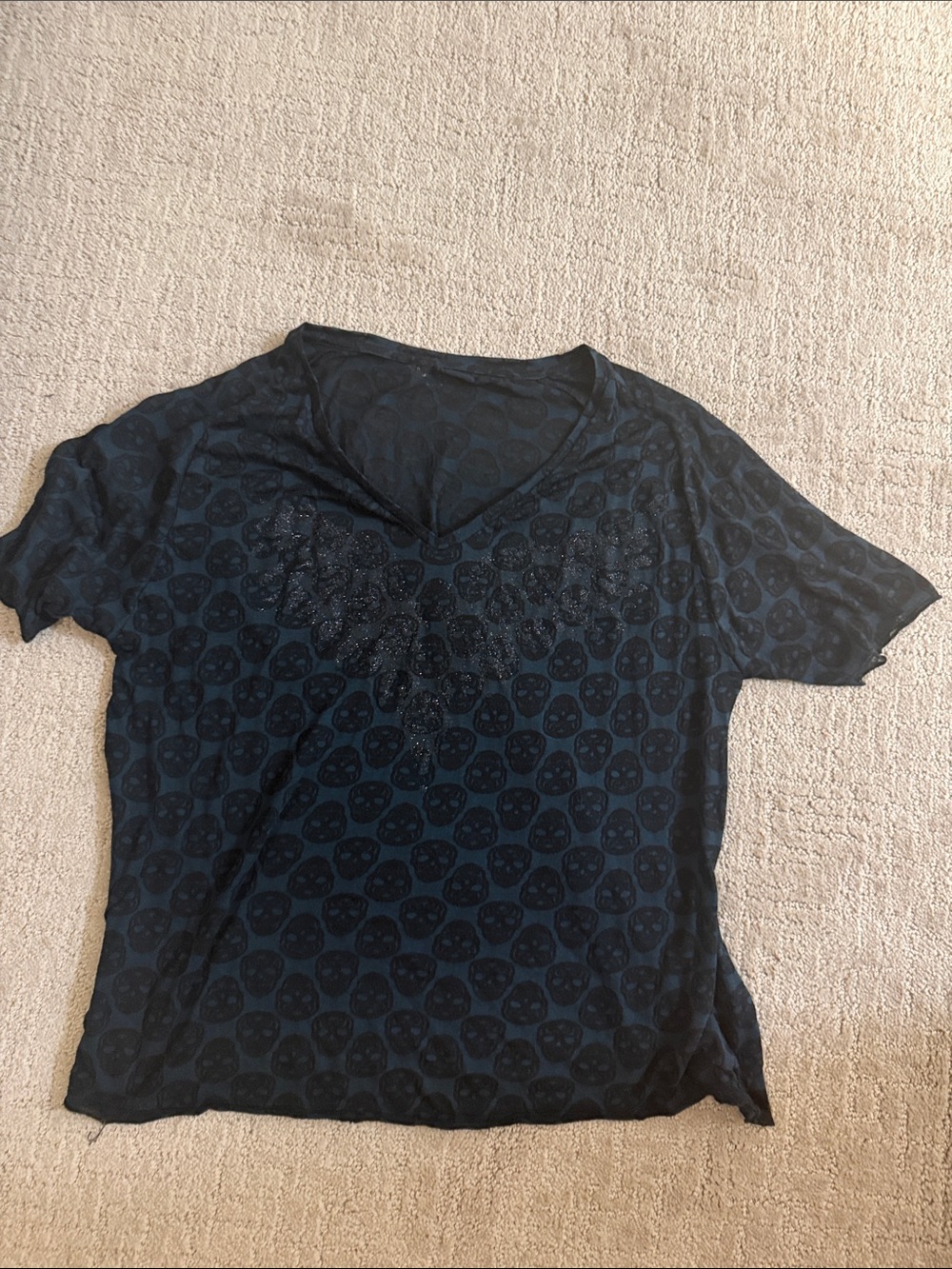 Zadig & Voltaire Black Short-Sleeve Skull V-Neck Tee